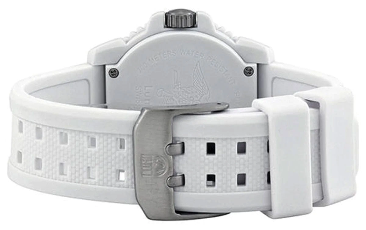 Luminox Navy SEAL Colormark PC Fiberglass White Dial White Rubber Strap Date Divers Quartz Mens Watch XS.3057.WO