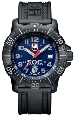 Luminox Navy SEAL Special Operations Challenge Black PVD Blue Dial Black Rubber Strap Date Divers Quartz Mens Watch XS.4223.SOC