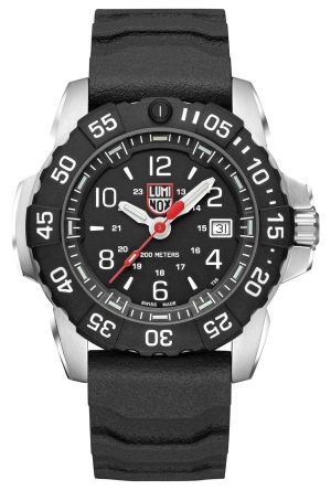 Luminox Navy SEAL Stainless Steel Black Dial Black Rubber Strap Date Divers Quartz Mens Watch XS.3251.CB