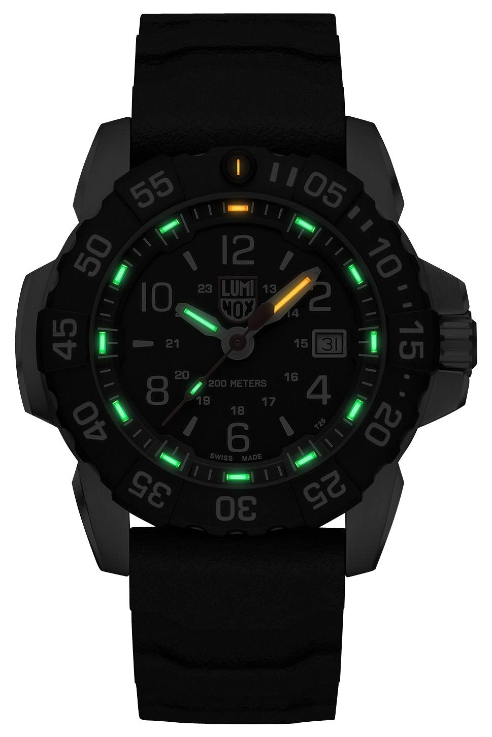 Luminox Navy SEAL Stainless Steel Black Dial Black Rubber Strap Date Divers Quartz Mens Watch XS.3251.CB