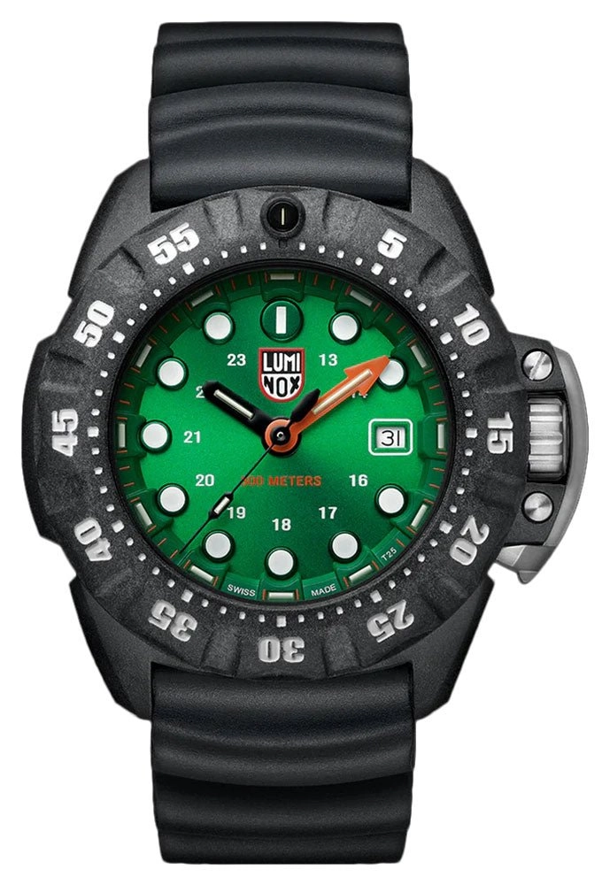 Luminox Scott Cassell Deep Dive CARBONOX Green Dial Black Rubber Strap Date Divers Quartz Mens Watch XS.1567
