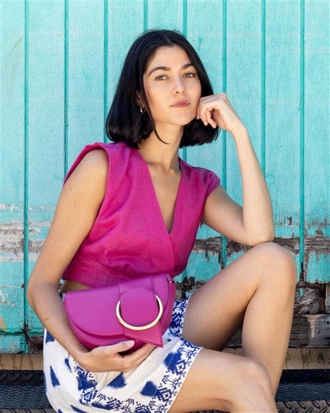 Luna Apple Leather Vegan Shoulder Bag |  Blu Ciel