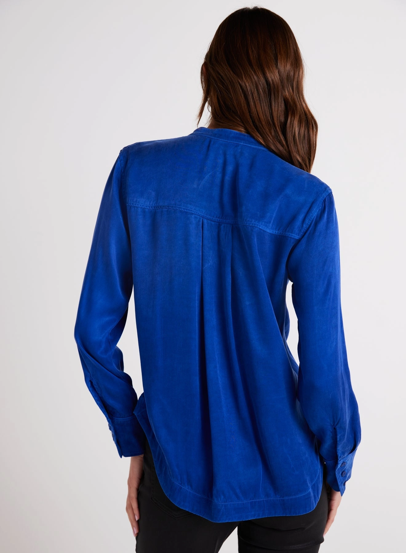 Mandarin Collar Button Down - Rich Cobalt