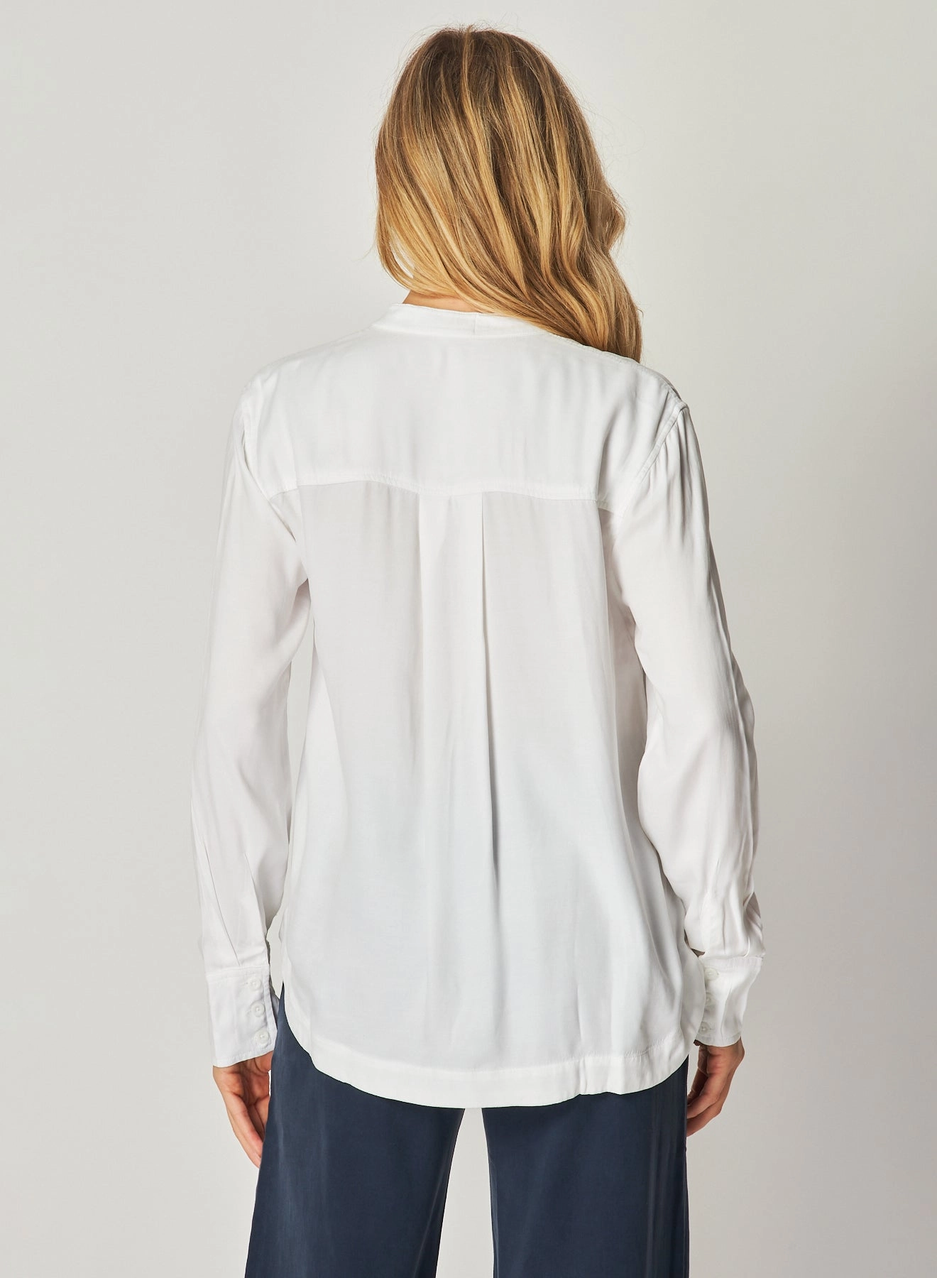 Mandarin Collar Button Down - White
