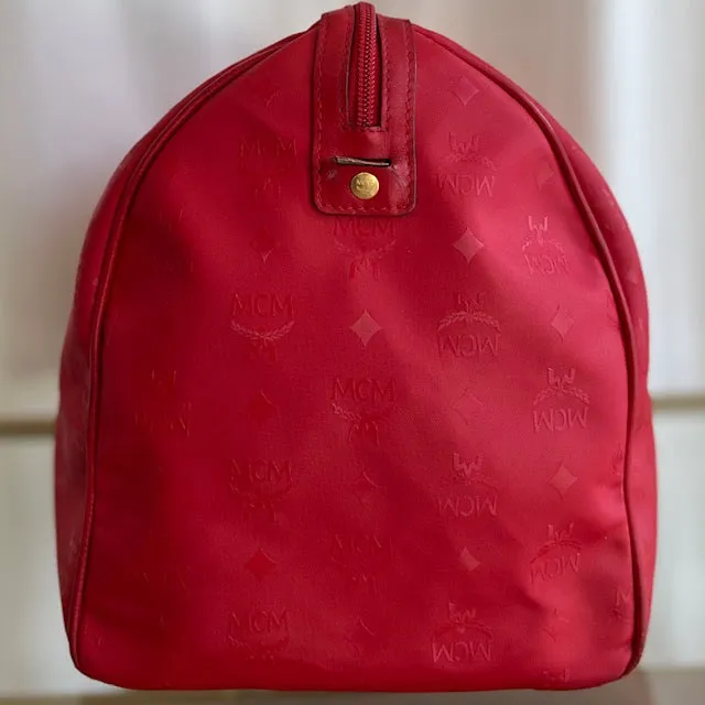MCM Red Nylon Visetos Boston bag