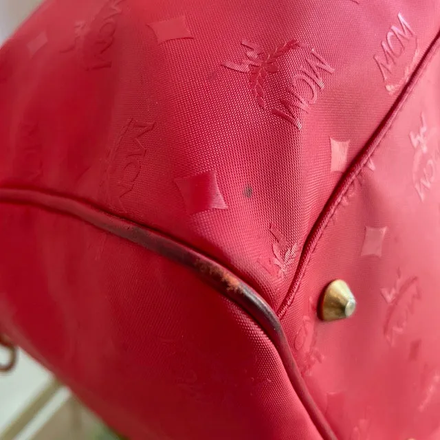 MCM Red Nylon Visetos Boston bag