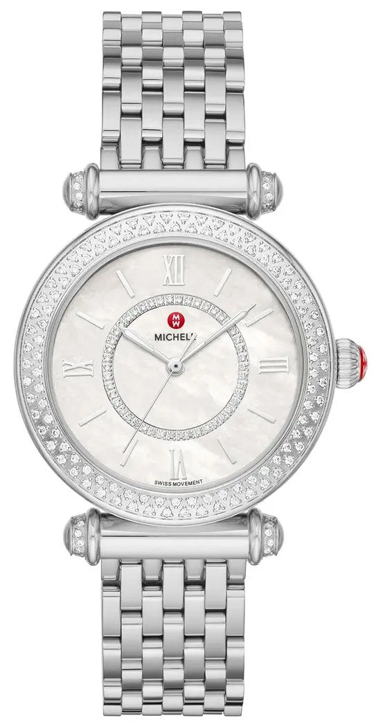 Michele Caber Mid Stainless Steel Mother-of-Pearl Dial Diamonds Womens Watch MWW16E000008
