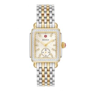 Michele Deco Mid Two-Tone 18K Gold-Plated Diamond Watch