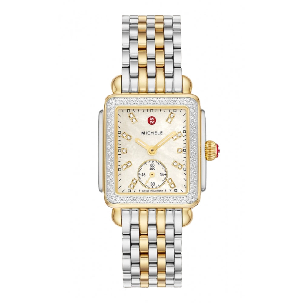 Michele Deco Mid Two-Tone 18K Gold-Plated Diamond Watch