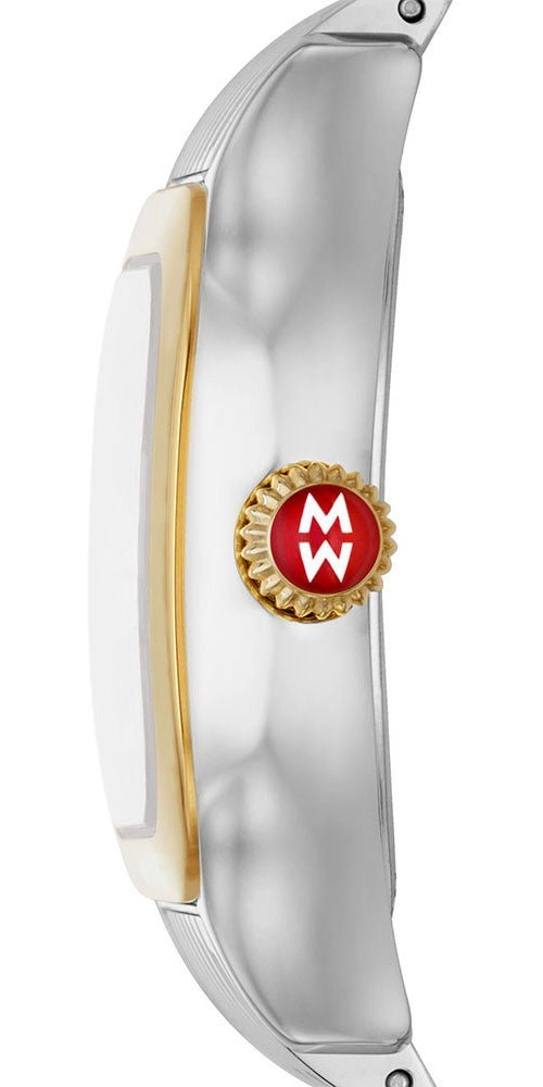 Michele Meggie Two-Tone Steel Diamonds Square Blue Dusk Mother-of-Pearl Dial Womens Watch MWW33B000015