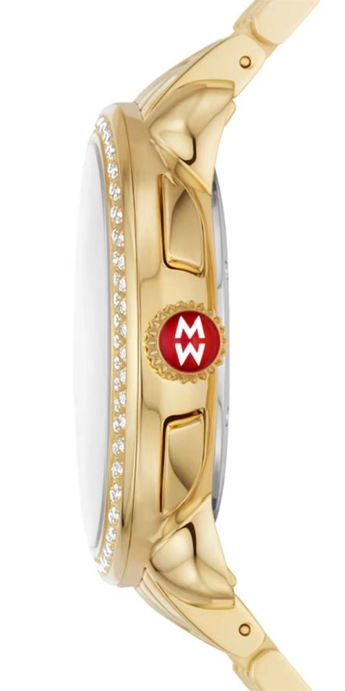 Michele Serein Chronograph Diamonds Mother-of-Pearl Dial 18K Gold-Plated Steel Womens Watch MWW21A000070