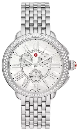 Michele Serein Chronograph Diamonds Mother-of-Pearl Dial Stainless Steel Womens Watch MWW21A000068