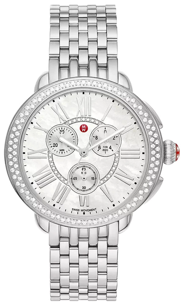 Michele Serein Chronograph Diamonds Mother-of-Pearl Dial Stainless Steel Womens Watch MWW21A000068