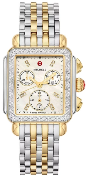 Michele Signature Deco Chronograph Date Two-Tone Stainless Steel & Diamonds Womens Watch MWW06A000776