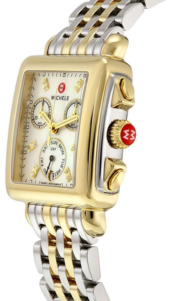 Michele Signature Deco Chronograph Day/Date Two-Tone Stainless Steel & Diamond Womens Watch MWW06P000122
