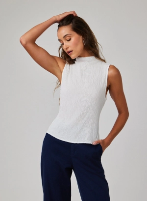 Mock Neck Top - White