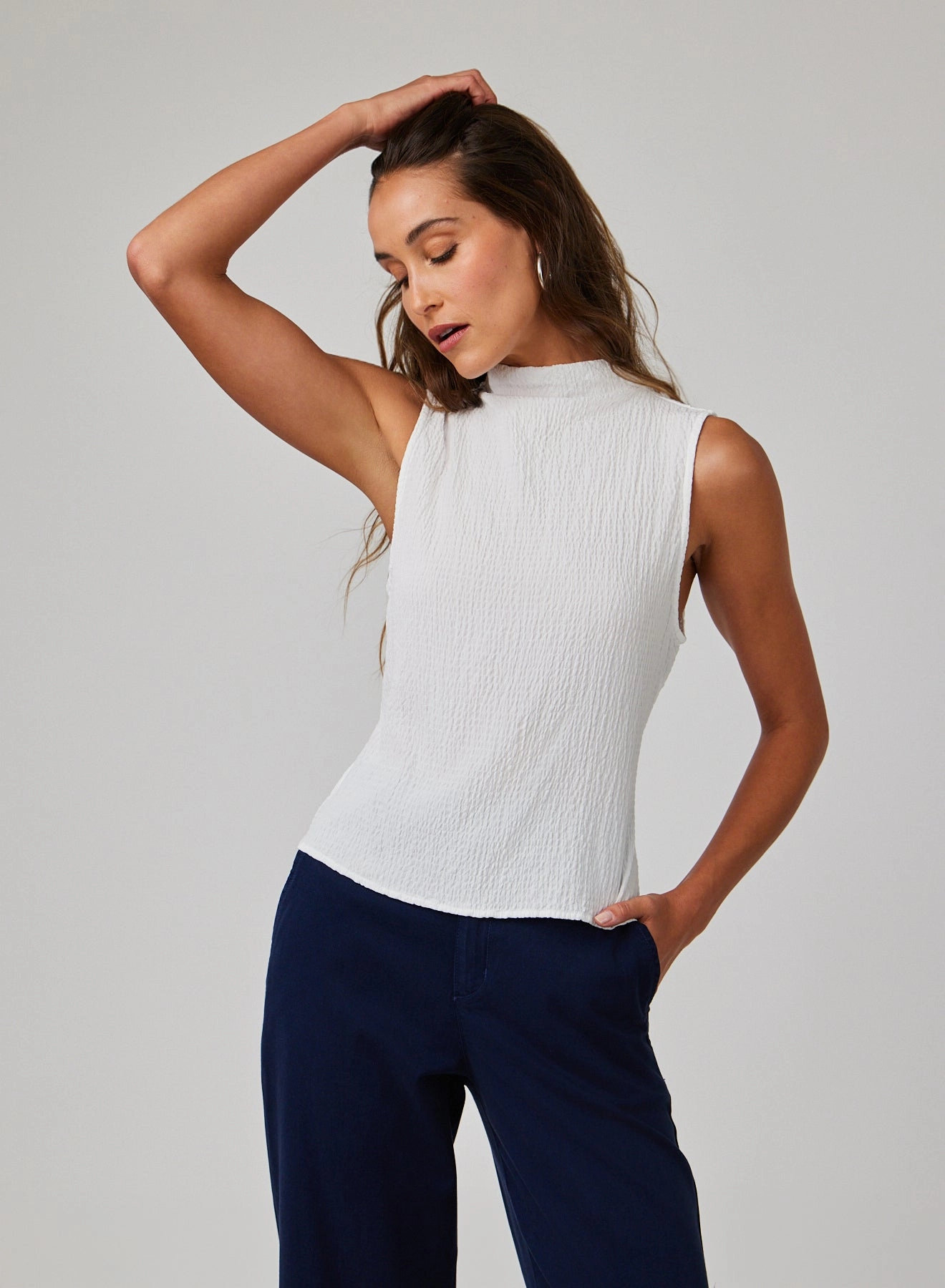 Mock Neck Top - White