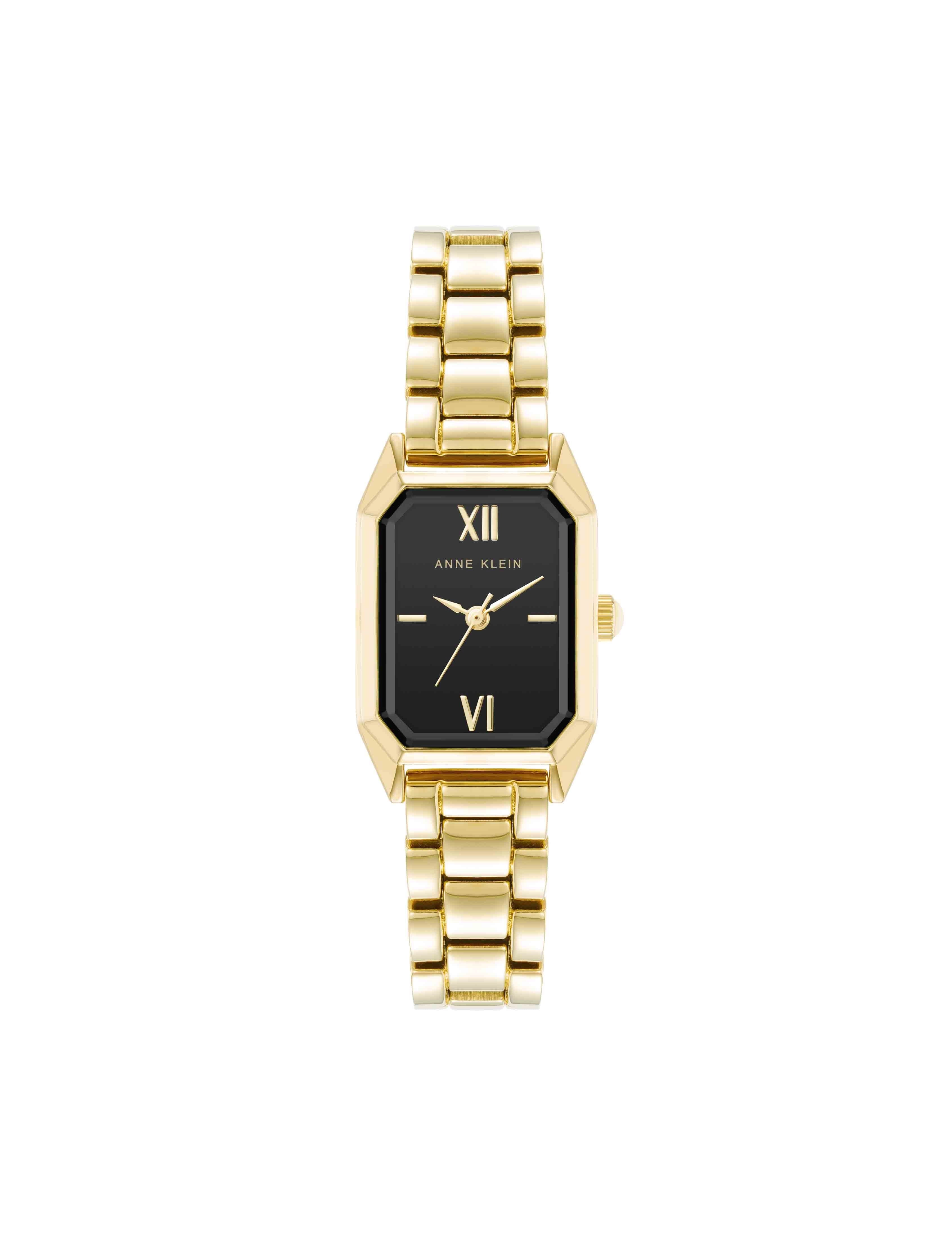 Octagonal Leather Strap Watch and Metal Bracelet Watch Bundle