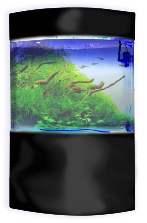 Penn-Plax Water World Luxury Large Bow Front Acrylic Aquarium with Built-In Stand and Storage Top, 58 Gal