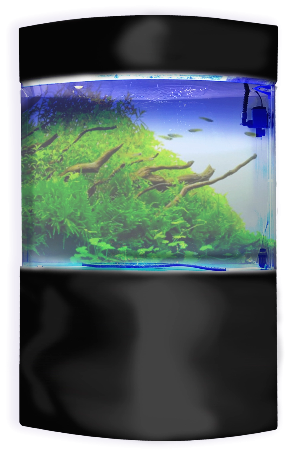 Penn-Plax Water World Luxury Large Bow Front Acrylic Aquarium with Built-In Stand and Storage Top, 58 Gal