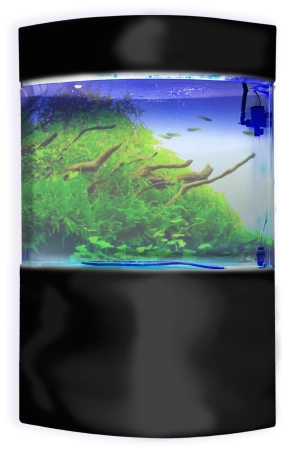 Penn-Plax Water World Luxury Large Bow Front Acrylic Aquarium with Built-In Stand and Storage Top, 58 Gal