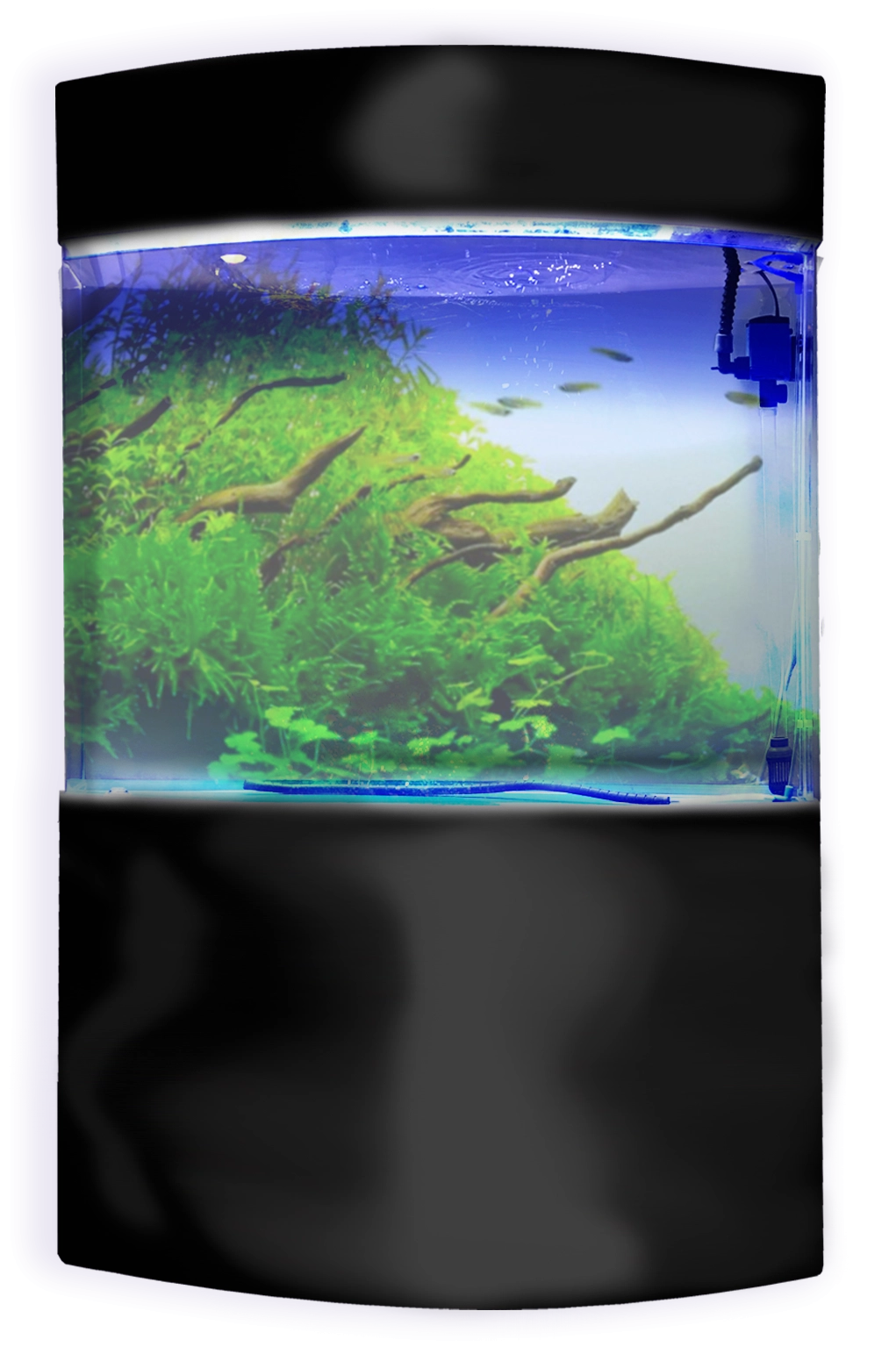 Penn-Plax Water World Luxury Large Bow Front Acrylic Aquarium with Built-In Stand and Storage Top, 58 Gal