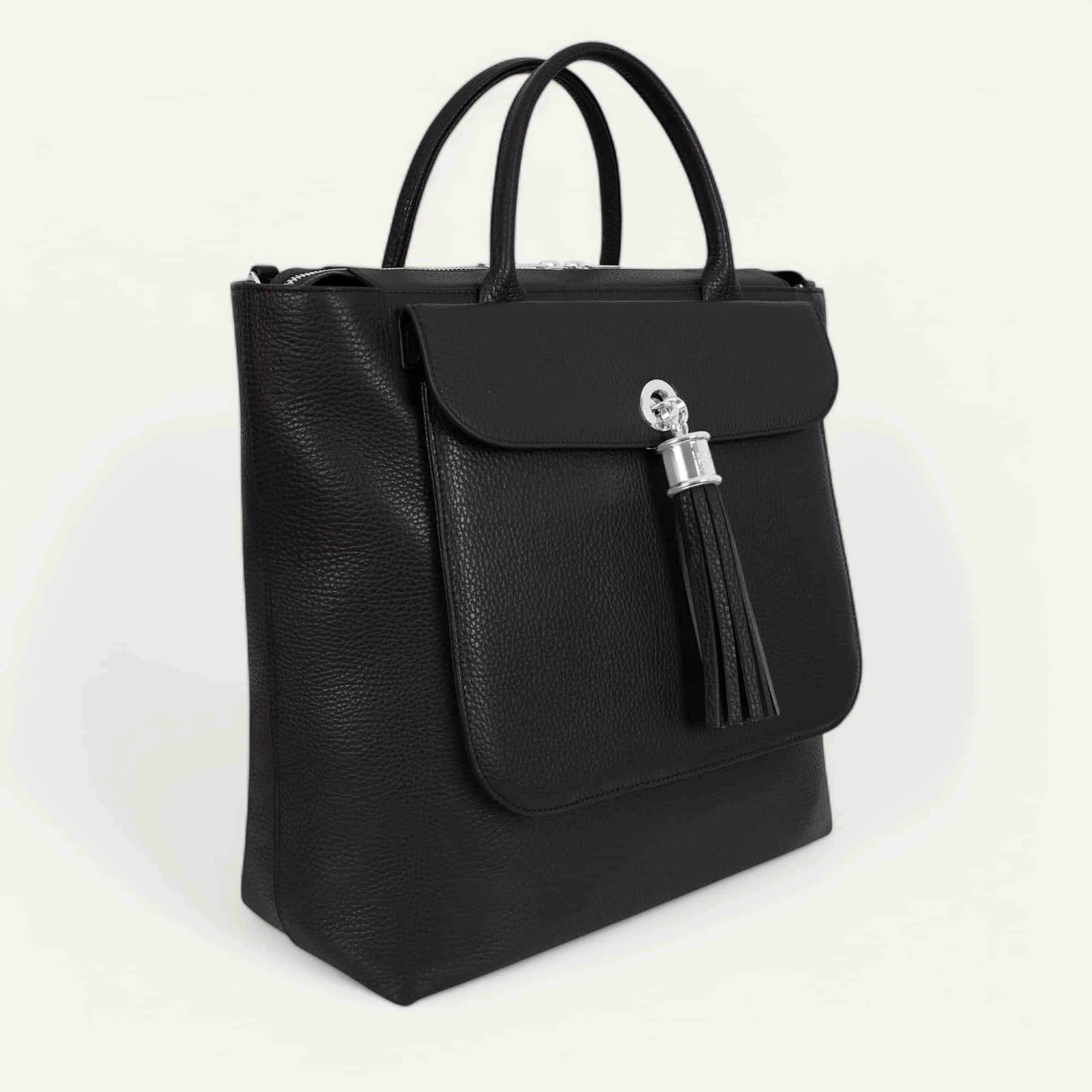 Poppy Backpack | Black with Silver hardware