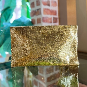 PRADA Gold Melange Metal Paillettes Large Clutch Bag