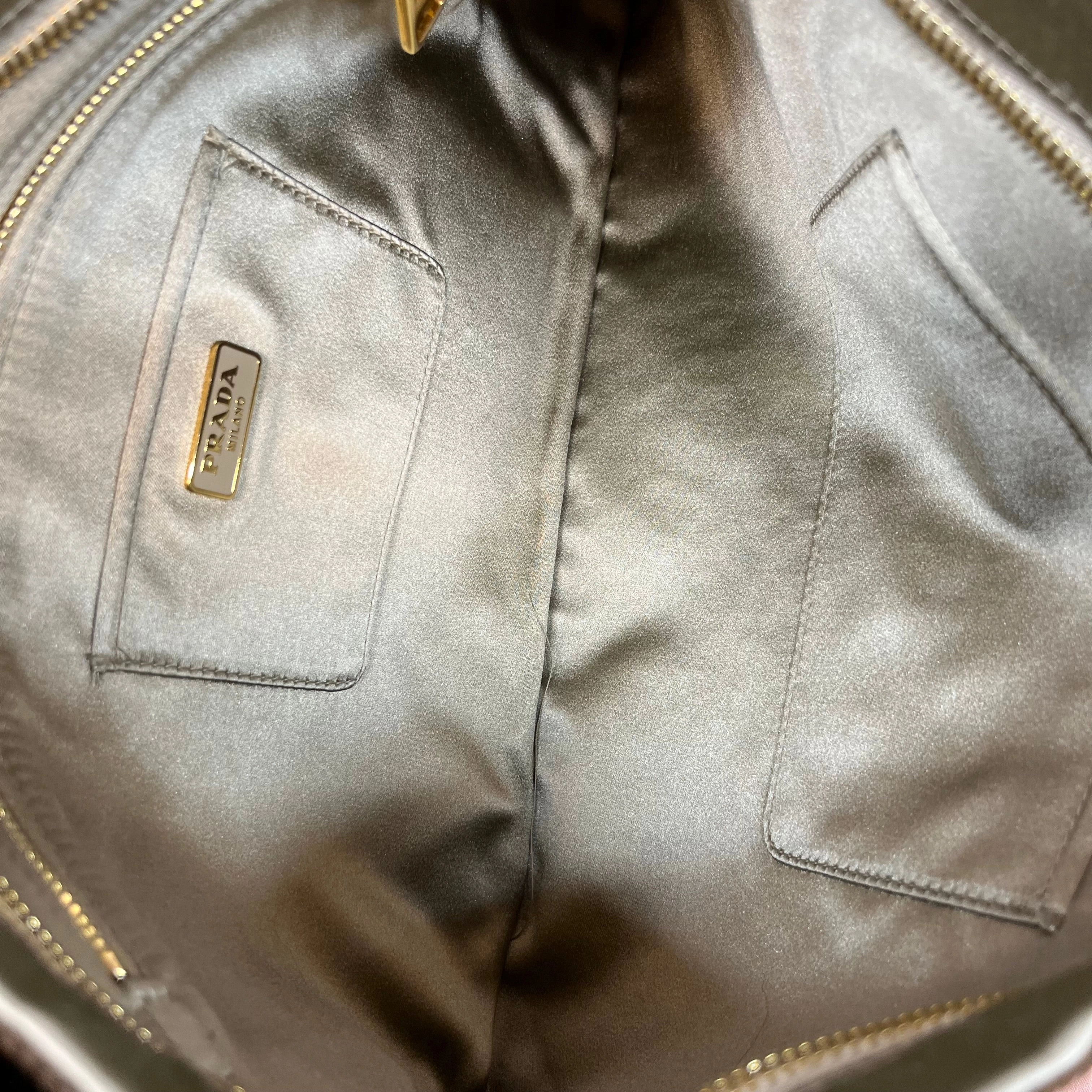 PRADA Gold Melange Metal Paillettes Large Clutch Bag