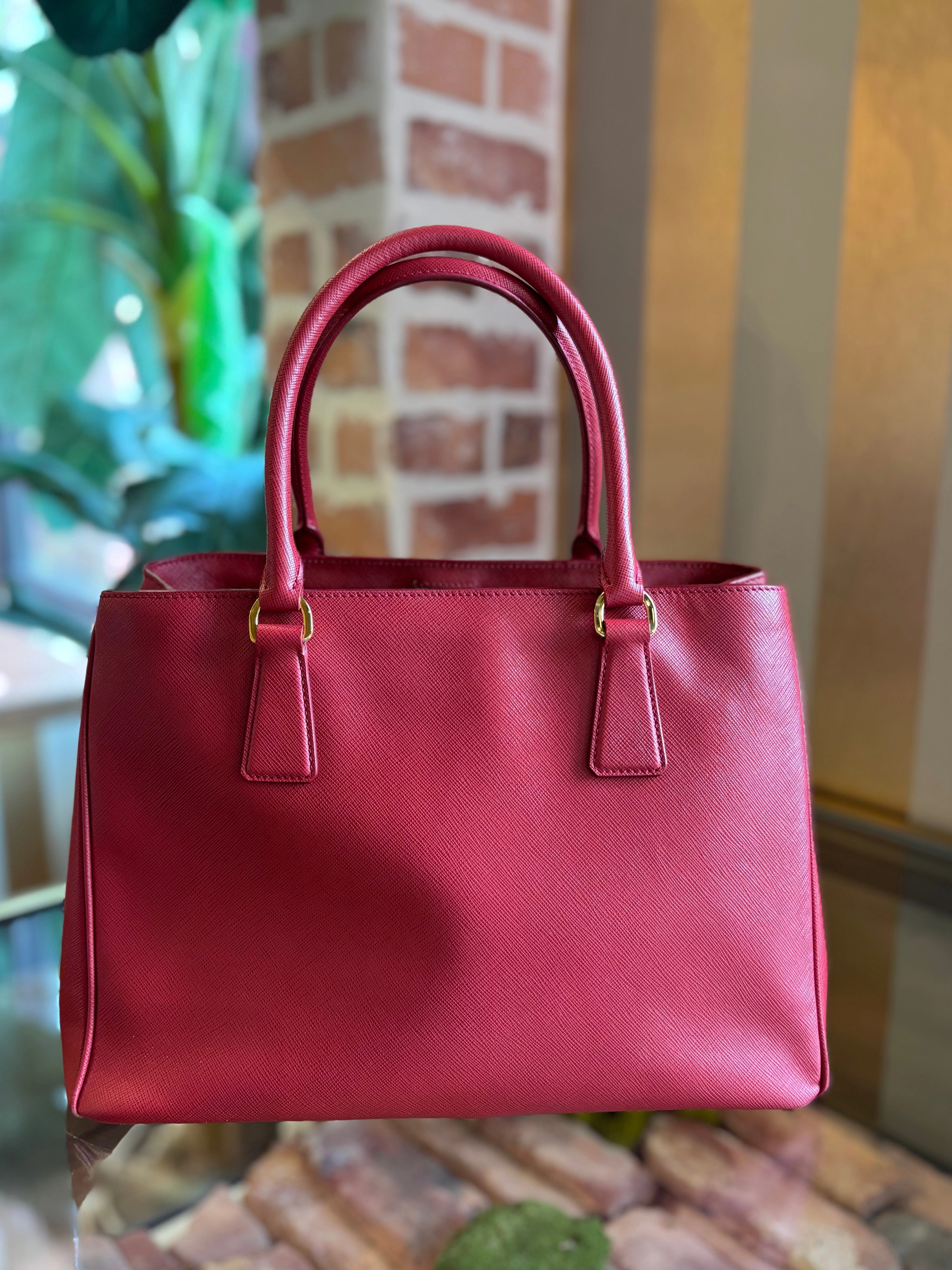 Prada Red Leather Saffiano Lux Galleria Tote ADI1172
