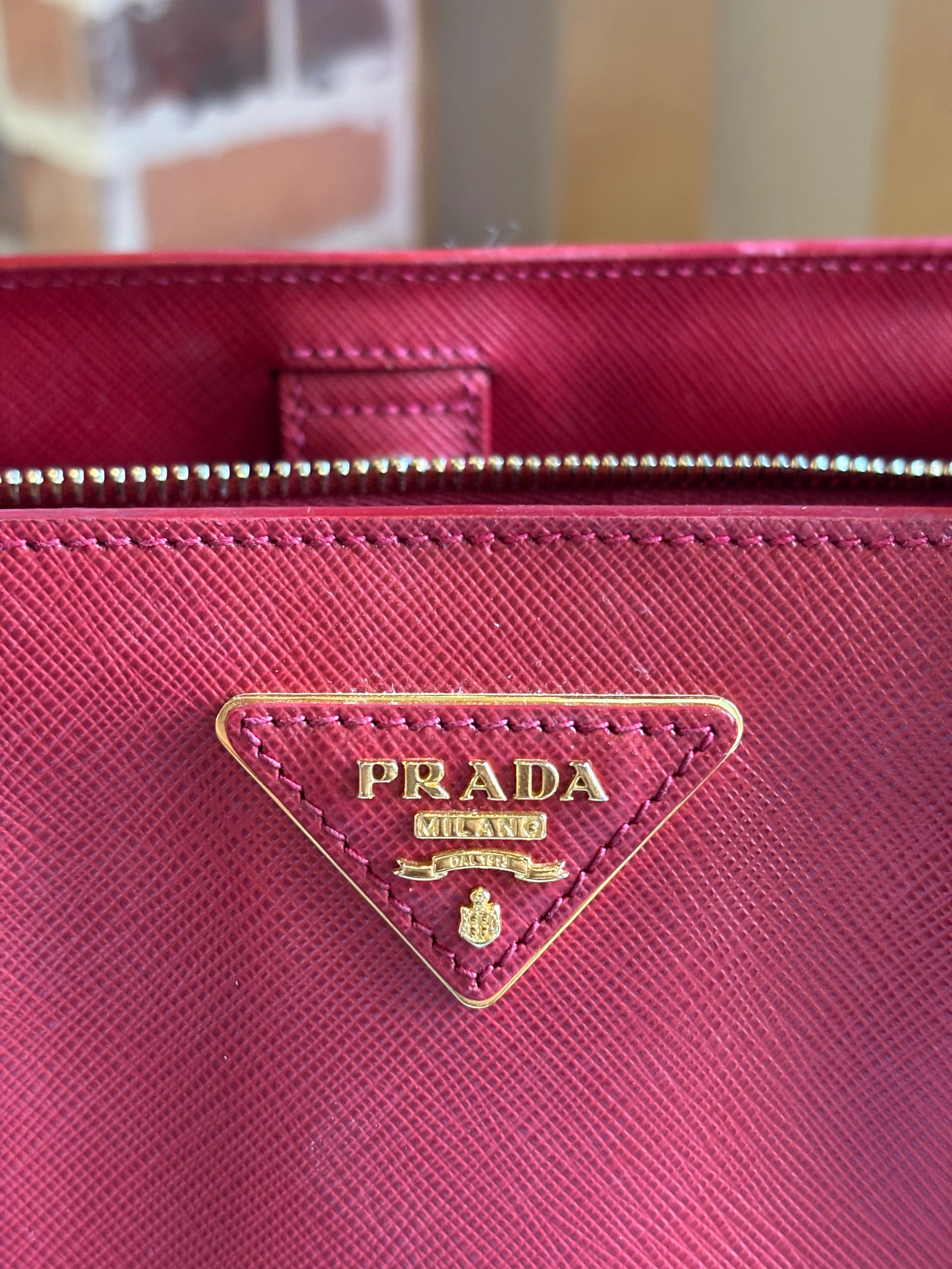 Prada Red Leather Saffiano Lux Galleria Tote ADI1172