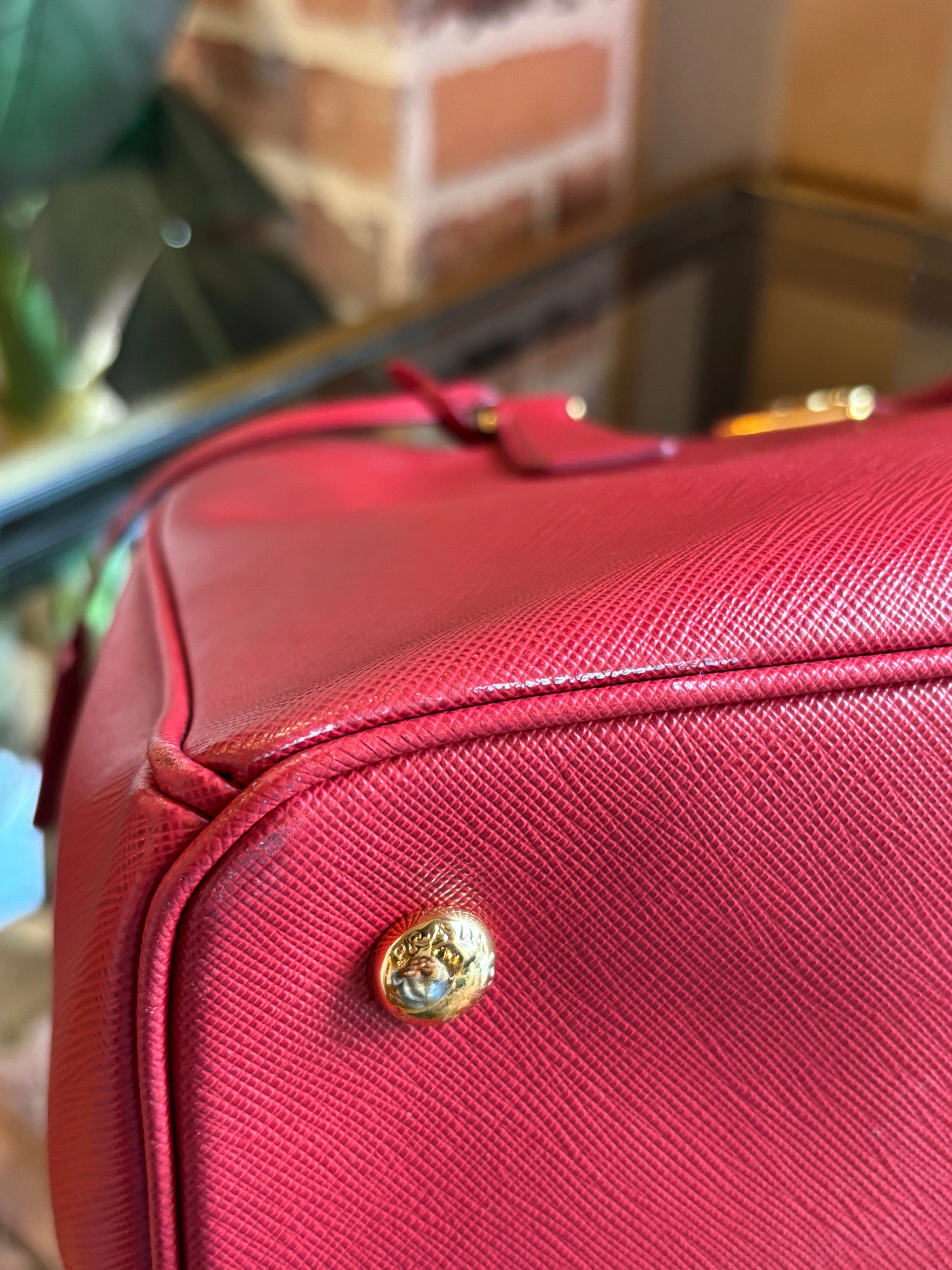 Prada Red Leather Saffiano Lux Galleria Tote ADI1172