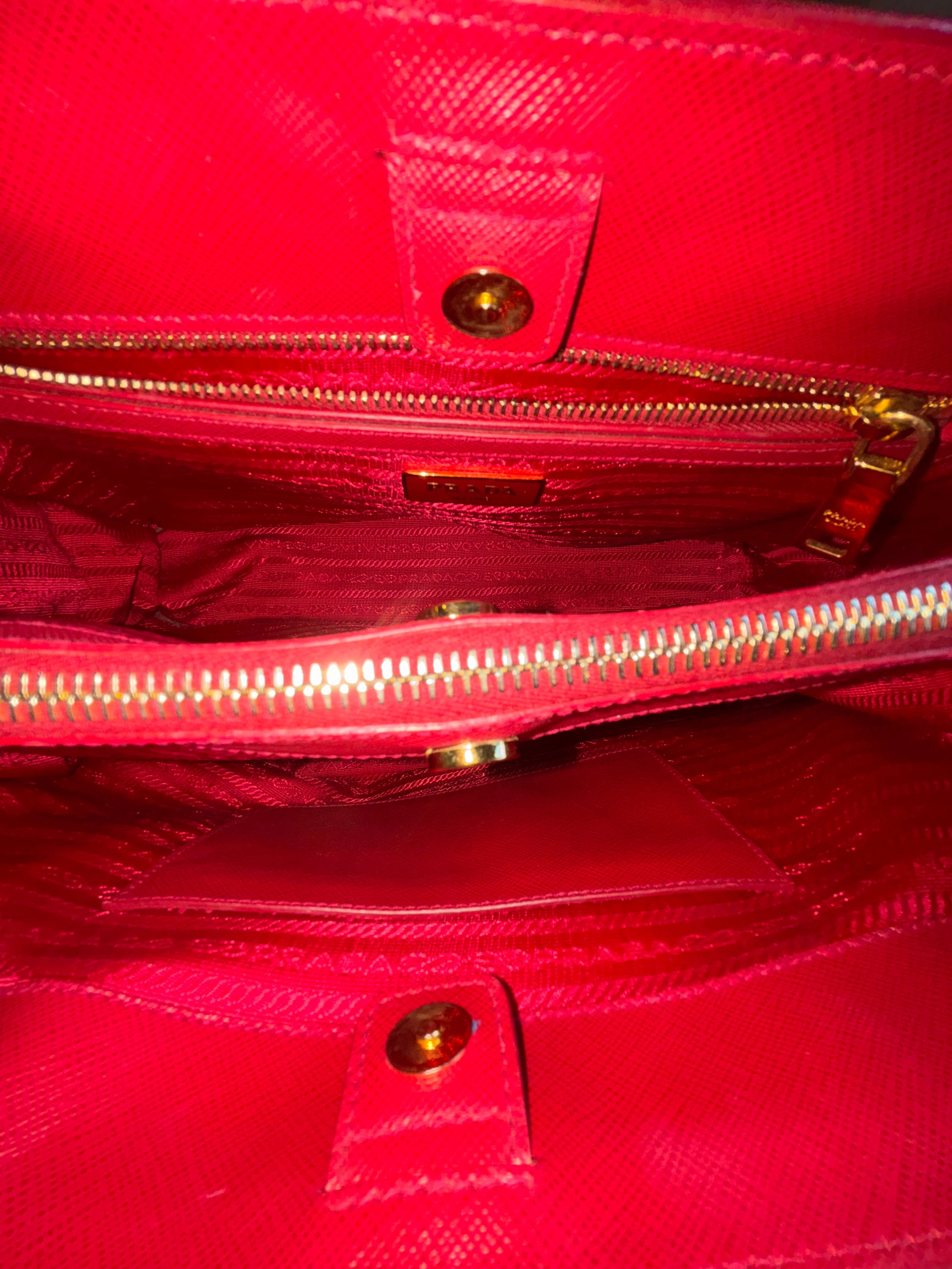 Prada Red Leather Saffiano Lux Galleria Tote ADI1172