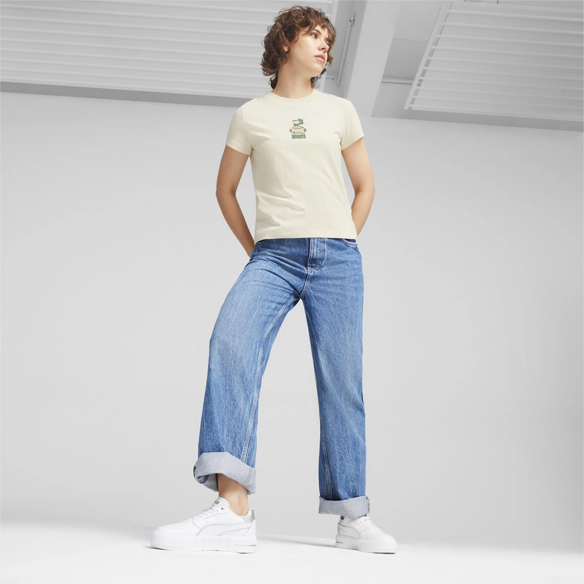Puma Cali Court Metallic Womens White Silver