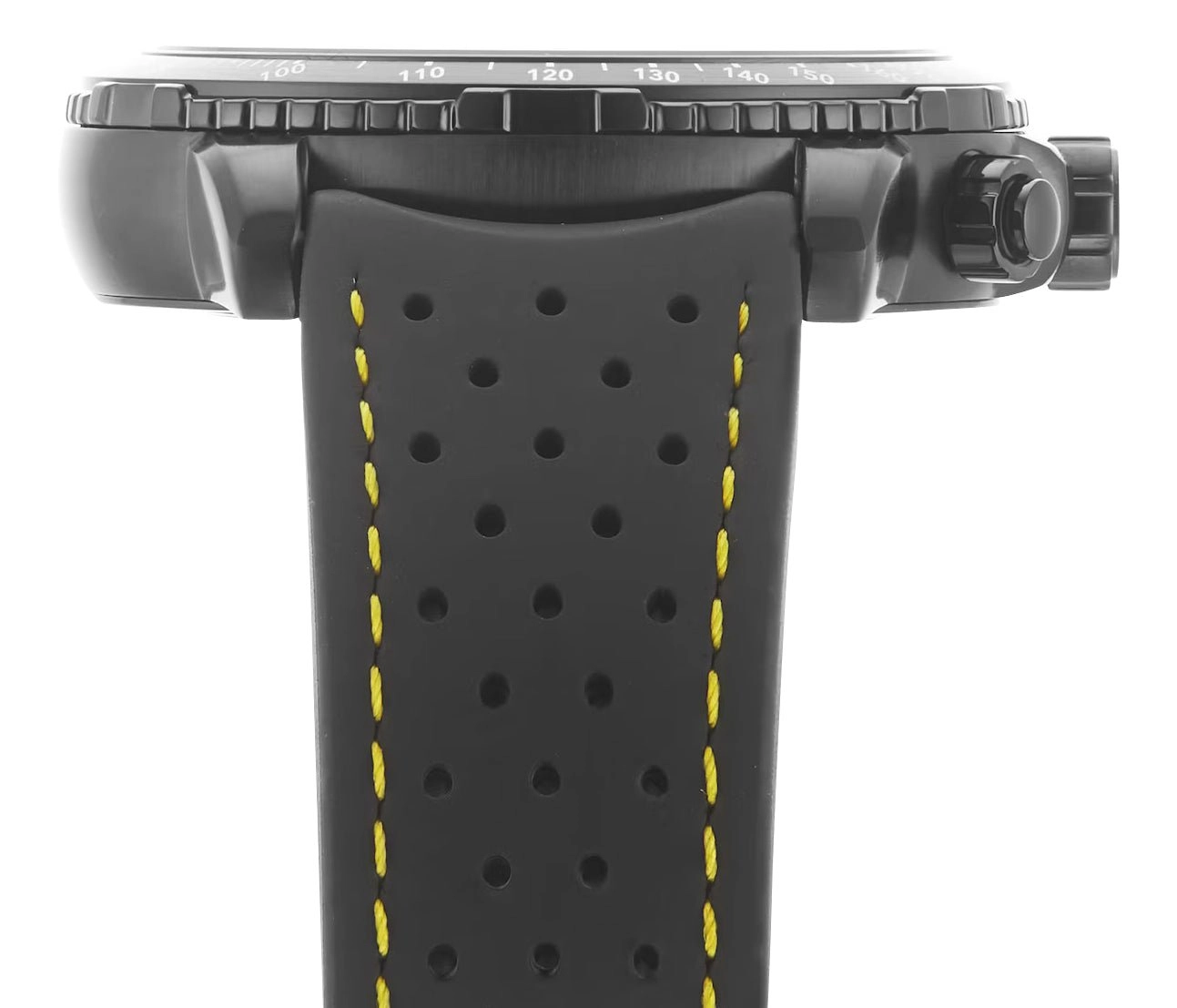 Raymond Weil Tango Chronograph Black PVD Black/Yellow Dial Black Rubber Strap Date Divers Quartz Mens Watch 8570-BKR-05275