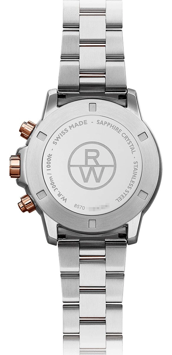Raymond Weil Tango Chronograph Two-Tone Stainless Steel Black Dial Date Divers Quartz Mens Watch 8570-SP5-20001