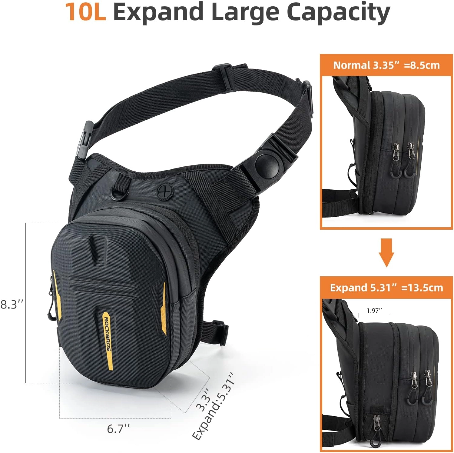 ROCKBROS 3-IN-1 Motorcycle Leg Bag Waterproof, Multi-Functional 10L Pack