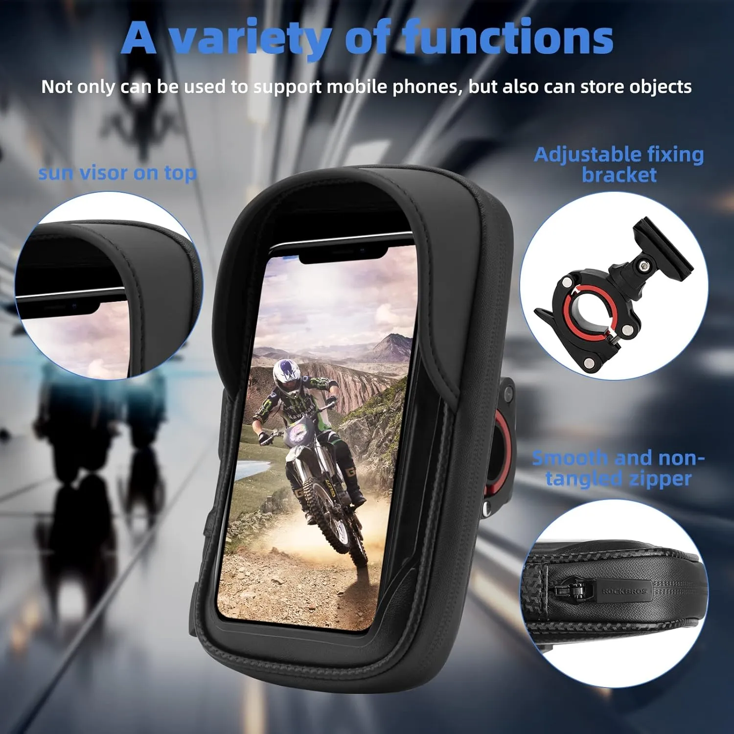 ROCKBROS Motorcycle Phone Mount Waterproof Handlebar Phone Bag