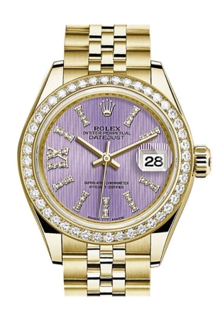 Rolex Datejust 28 Lilac Large Roman Diamonds Dial Diamond Bezel Jubilee Ladies Watch 279138RBR 279138 NP