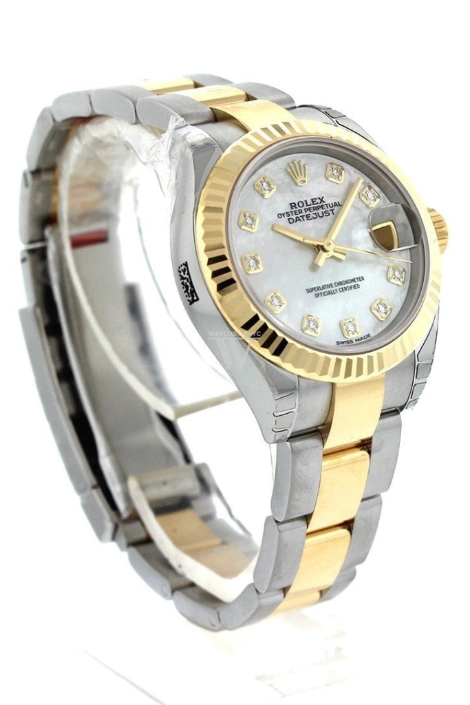 Rolex Datejust 28 Mother of Pearl 9 diamonds set in star Dial Fluted Yellow Gold Two Tone Ladies Watch 279173 NP