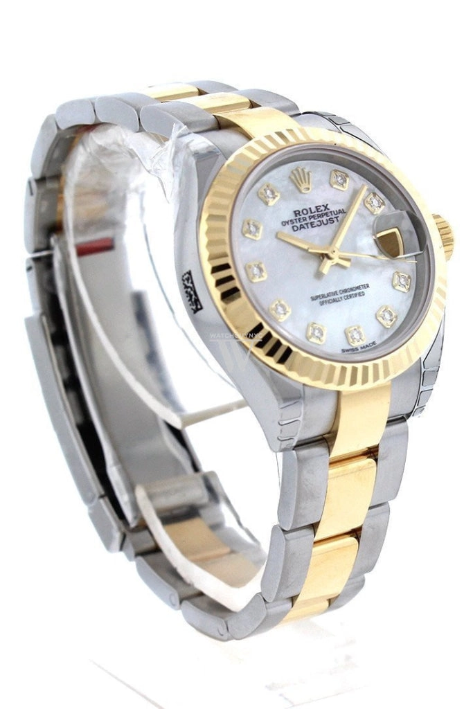Rolex Datejust 28 Mother of Pearl 9 diamonds set in star Dial Fluted Yellow Gold Two Tone Ladies Watch 279173 NP