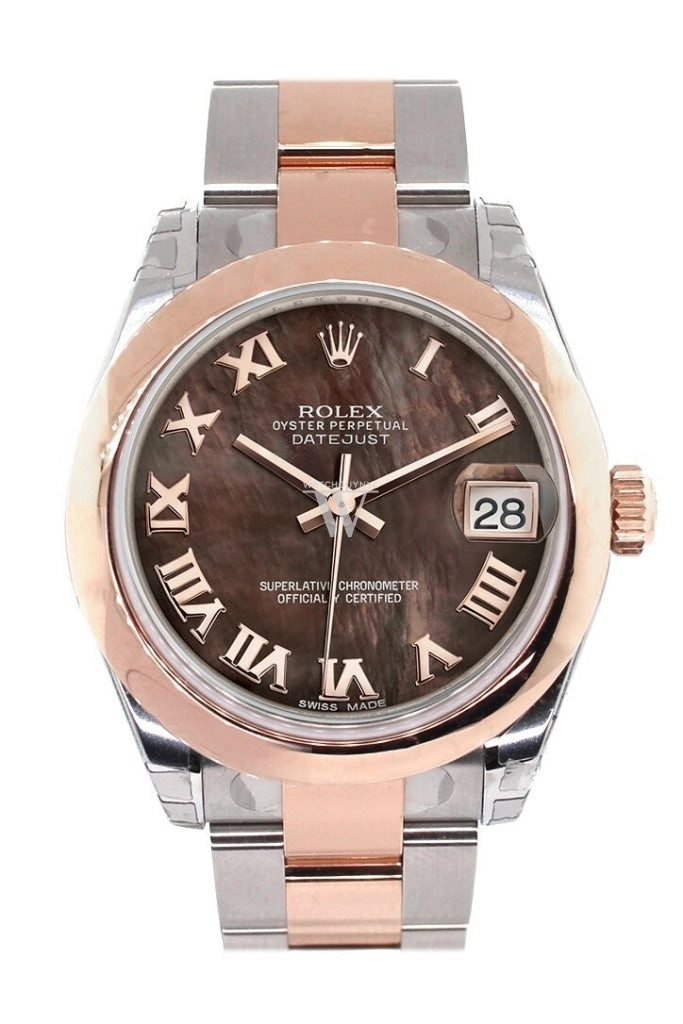Rolex Datejust 31 Black Mother of Pearl Roman Dial 18K Rose Gold Two Tone Ladies Watch 178241