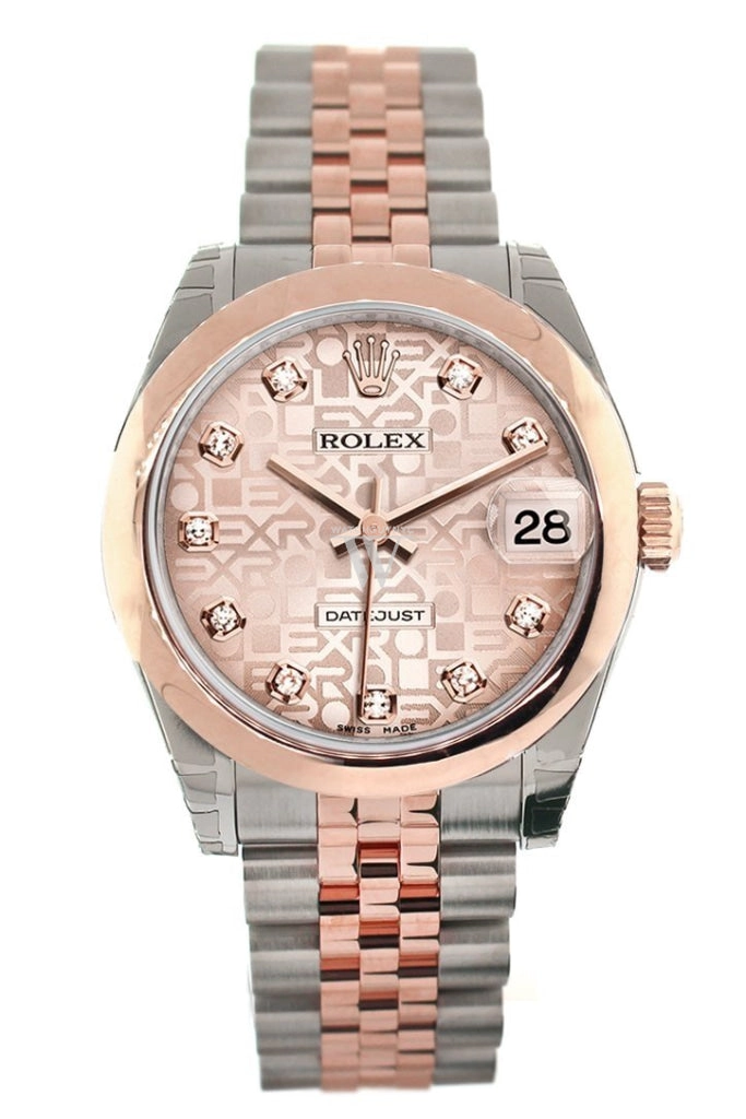 Rolex Datejust 31 Pink Jubilee Diamond Dial 18K Rose Gold Two Tone Ladies Watch 178241