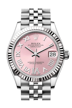 Rolex Datejust 31 Pink Roman Diamond on 6 Dial Fluted Bezel Jubilee Ladies Watch 278274 278274-0024