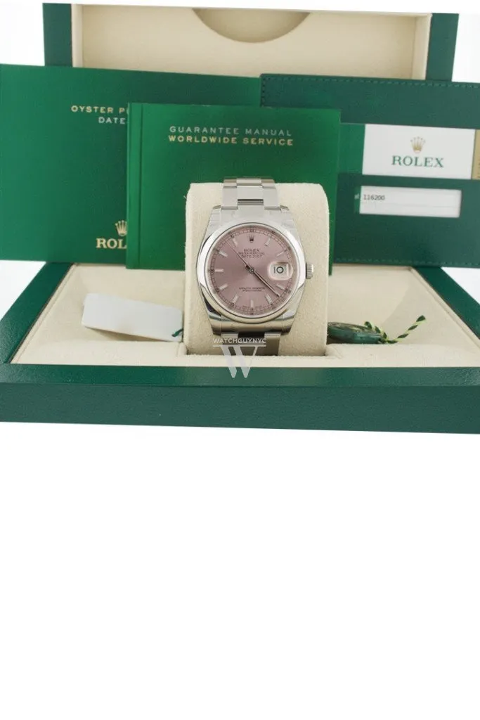 ROLEX Datejust 36 Pink Dial Stainless Steel Watch 116200 Pre-owned