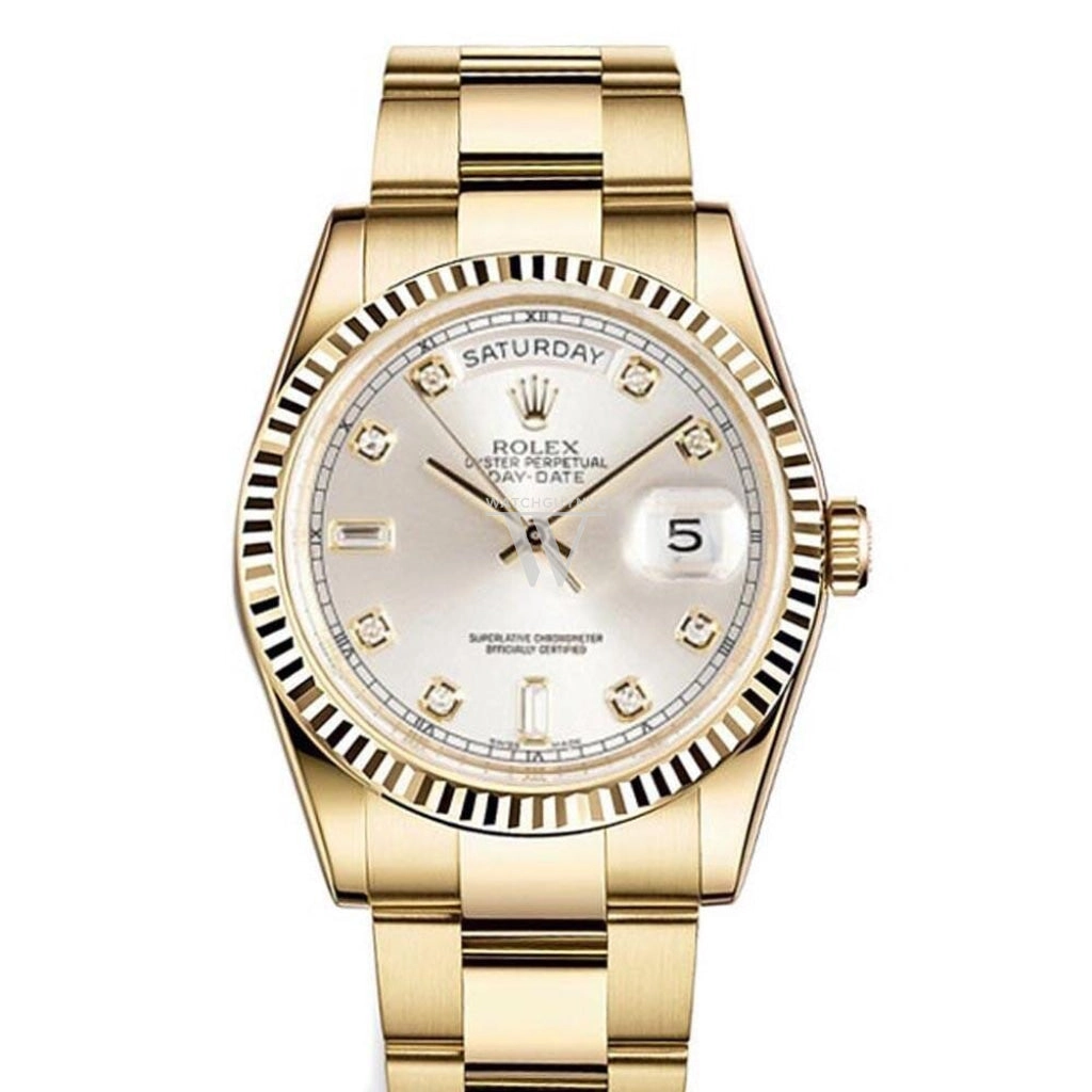 ROLEX Day-Date 36 Silver Dial 18K Yellow Gold President Men's Watch 118238