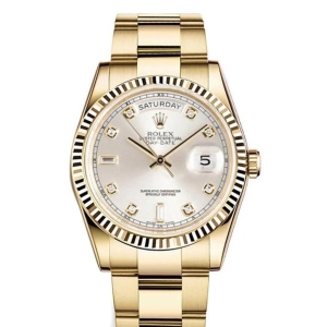 ROLEX Day-Date 36 Silver Dial 18K Yellow Gold President Men's Watch 118238