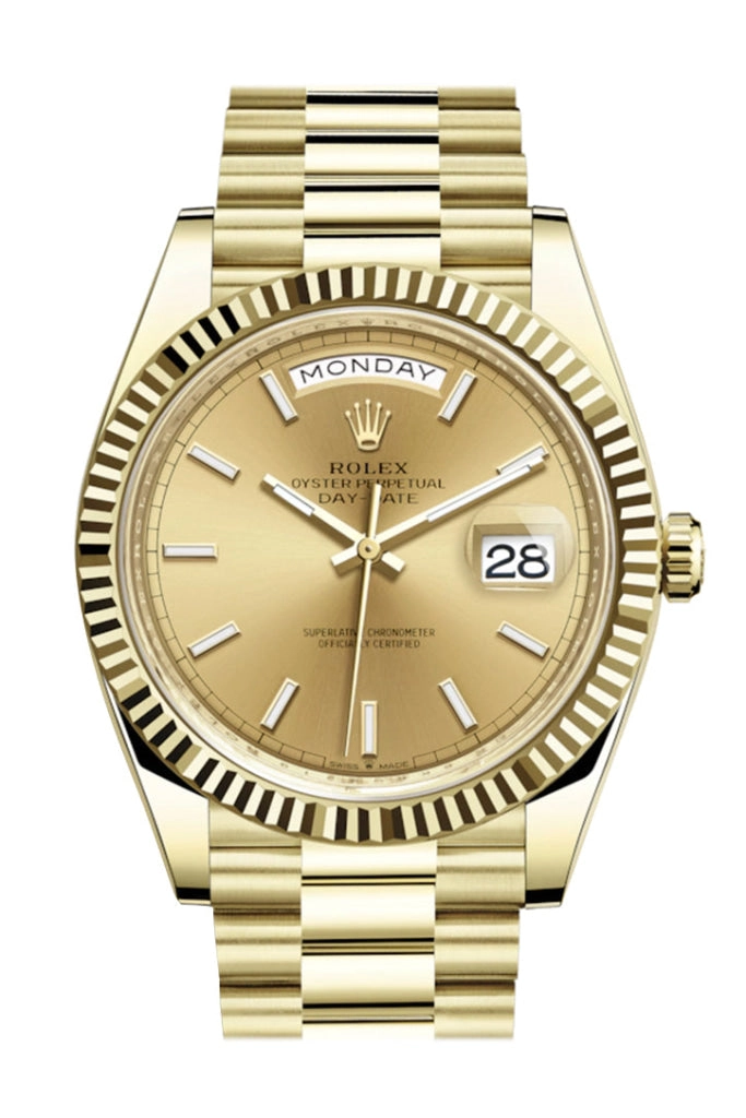 Rolex Day-Date 40 Champagne Dial 18K Yellow Gold President Automatic Men's Watch 228238