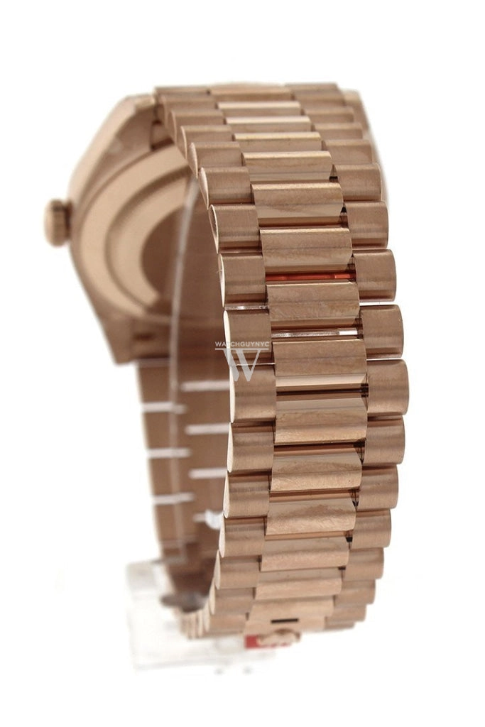 Rolex Day-Date 40 Chocolate 10 Baguette-cut Diamonds  Dial Diamond Bezel 18K Everose gold President Automatic Men's Watch 228345RBR 228345