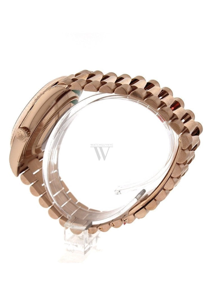 Rolex Day-Date 40 Chocolate 10 Baguette-cut Diamonds  Dial Diamond Bezel 18K Everose gold President Automatic Men's Watch 228345RBR 228345